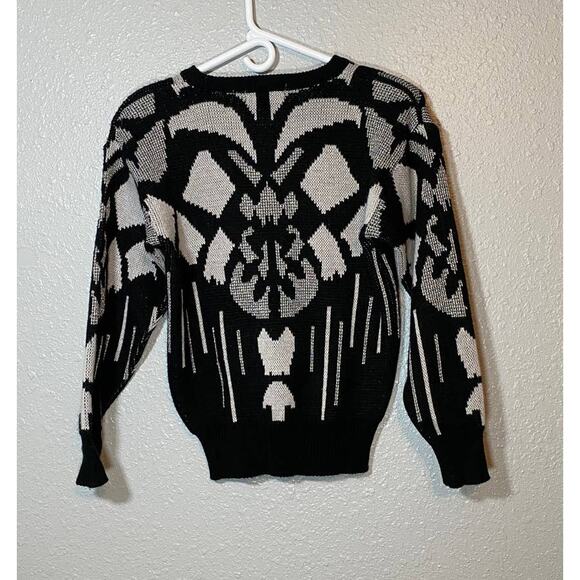 Adell Barre Womens Small Sweater black silver Shoulder pads retro 90s vintage - Picture 2 of 9